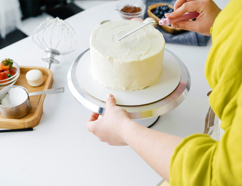 One of our delicious cakes being made.